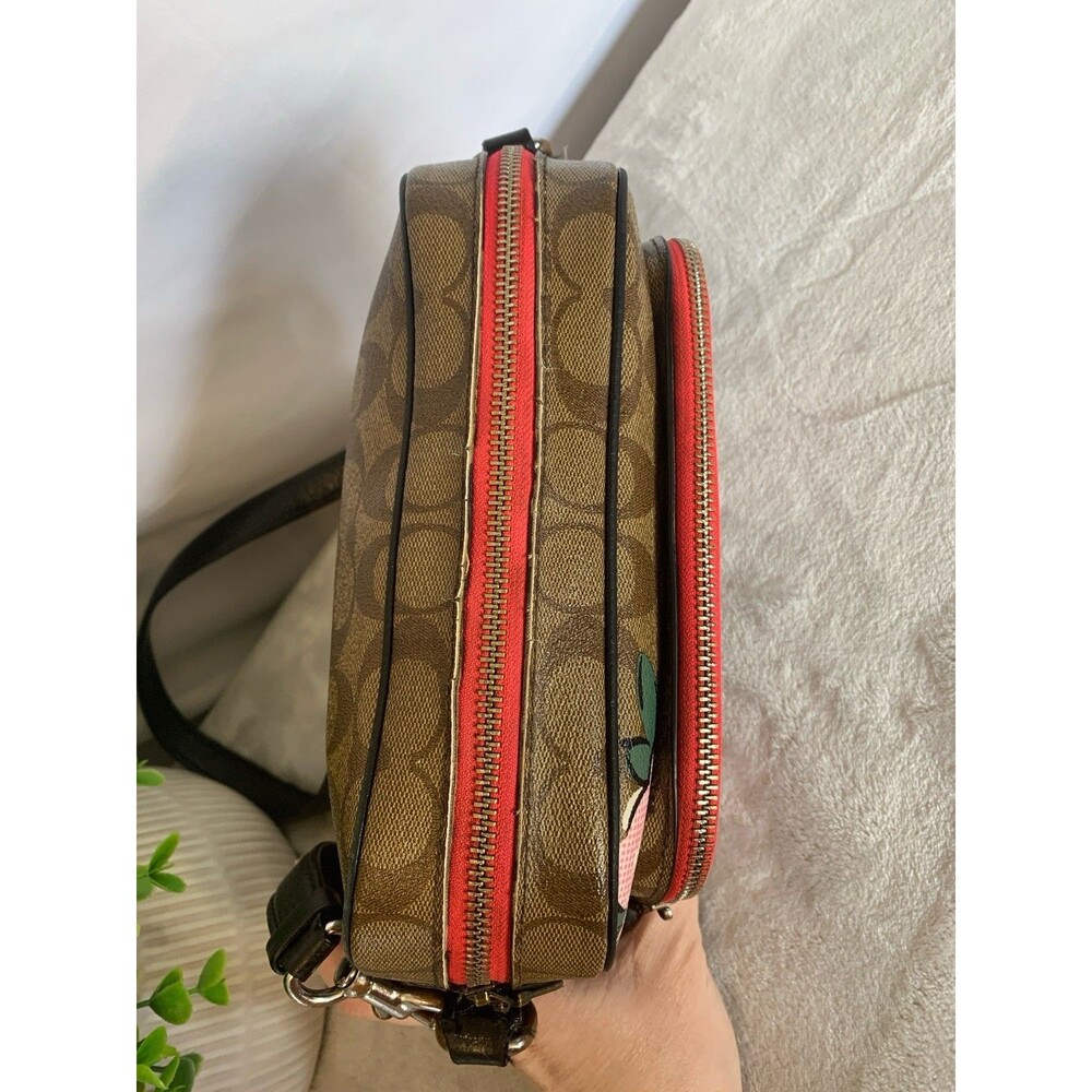 COACH Court Crossbody C5682 Signature Canvas  Vintage Rose Print Purse *READ* - Picture 5 of 16